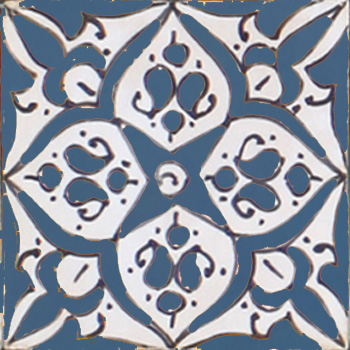 Mosaic House Moroccan tile Coquet 2x2 1-2 White Light Blue  hand painted handpainted 